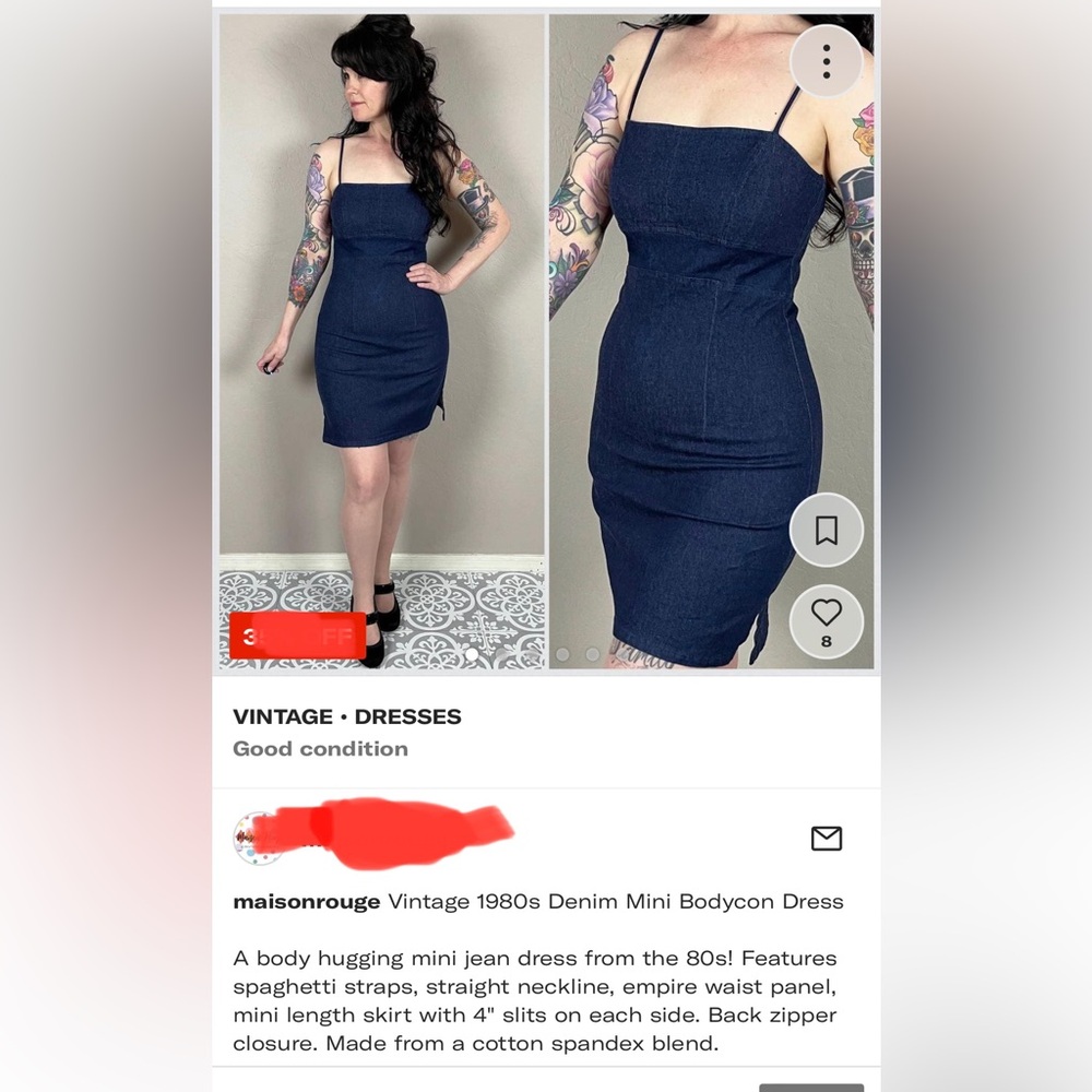 Vintage stretch denim RAMPAGE mini spaghetti strap dress